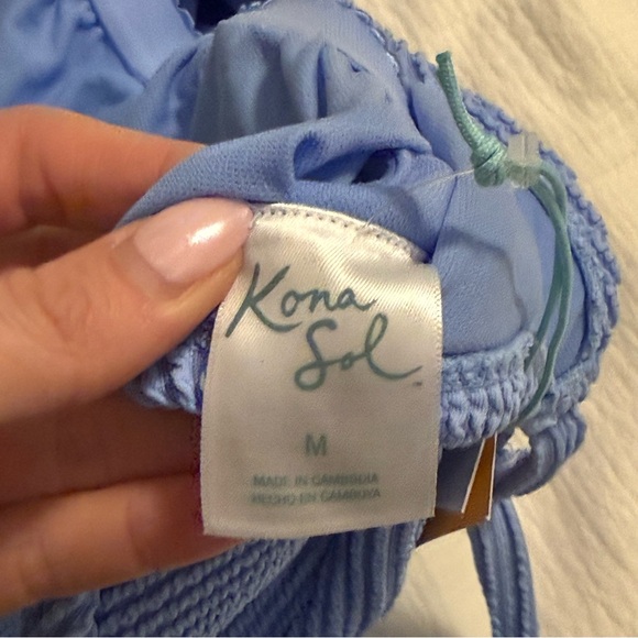 Light Blue Ribbed Swimsuit - Picture 6 of 9